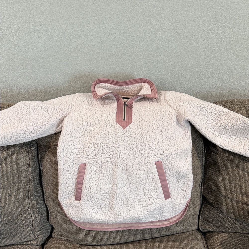 Abercrombie & Fitch Pink and White Sherpa Hoodie